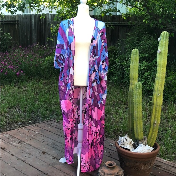 Retro Op Art Purple Kimono Coverup - Picture 5 of 7